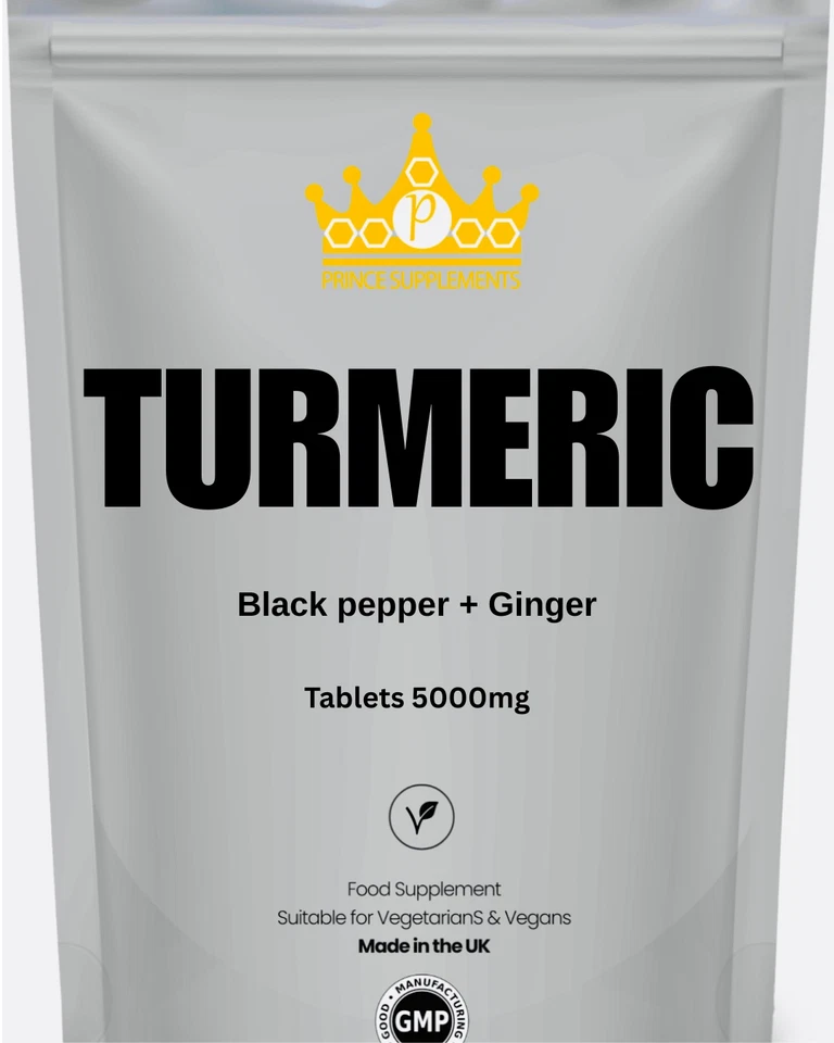 PRINCE SUPPLEMENTS Turmeric & and black pepper + Ginger Curcumin 5000 MG Tablets NOT Capsules