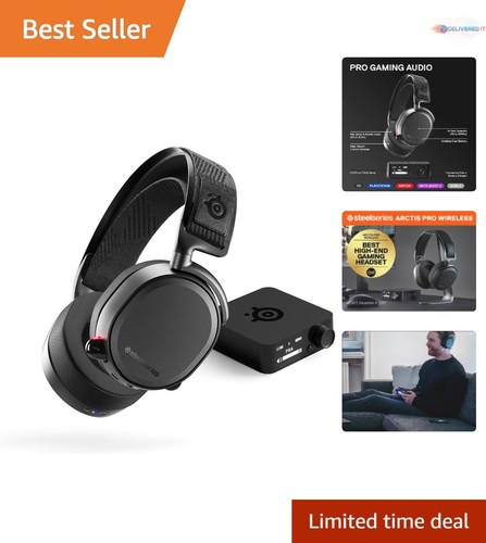 Wireless Gaming Headset Aluminum Over-Ear Dual-Battery Noise Canceling PC/PS5