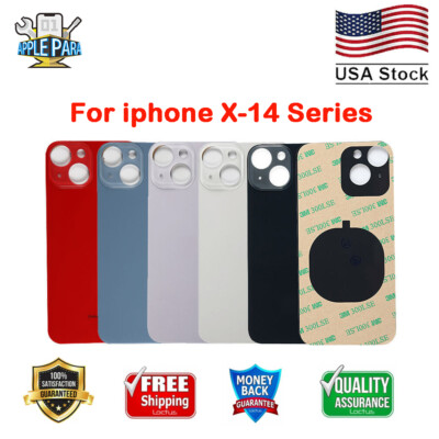 Big Cam Hole Back Glass Housing Cover For iPhone X XR XS Max 11 12 13 14 Plus