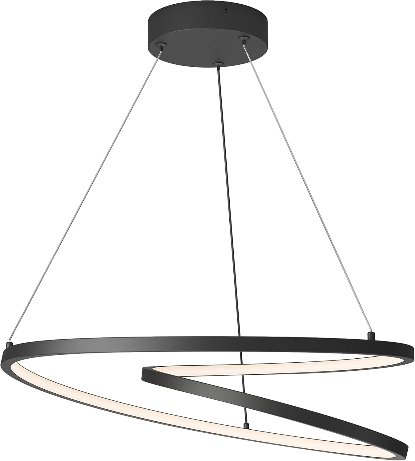 Salto 26W LED Modern Pendant Light Fixture, Black Finish Ideal for Dining Room,