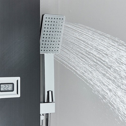 LED Shower Panel Tower System Brushed Black with Handle Massage Jet - Picture 9 of 9