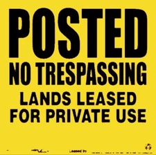 Posted No Trespass Leased Signs Yellow Plastic 11.25" x  11.25" .024" 8 Count