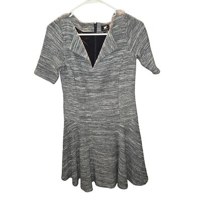 W By Worth Dress Womens Size Gray Tweed Linen Cotton WITH SLIP