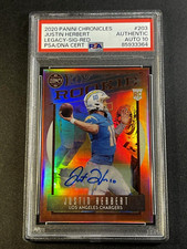 JUSTIN HERBERT 2020 PANINI LEGACY RED PRIZM AUTO ROOKIE RC /50 PSA 10 CHARGERS