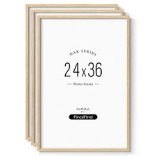 Minimalist 24x36 Poster Frame Set of 3, Natural Solid Oak Wood 24x36 Picture ...