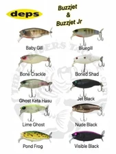 Deps Buzzjet & Buzzjet Jr Wakebait / Topwater Lure - Choose Size / Color