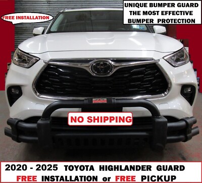 FOR: 2020 - 2025 TOYOTA HIGHLNDER. BLACK FULL BUMPER GUARD PROTECTOR, BULL BAR.