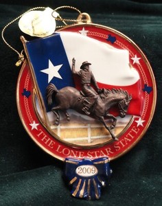 2009 Danbury Mint RODEO Ceramic Christmas Texas State Ornament New In Box LOOK
