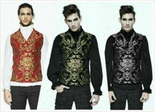 Devil Fashion Gothic Vintage Men's Vests Embroidery Double Breasted Waistcoats