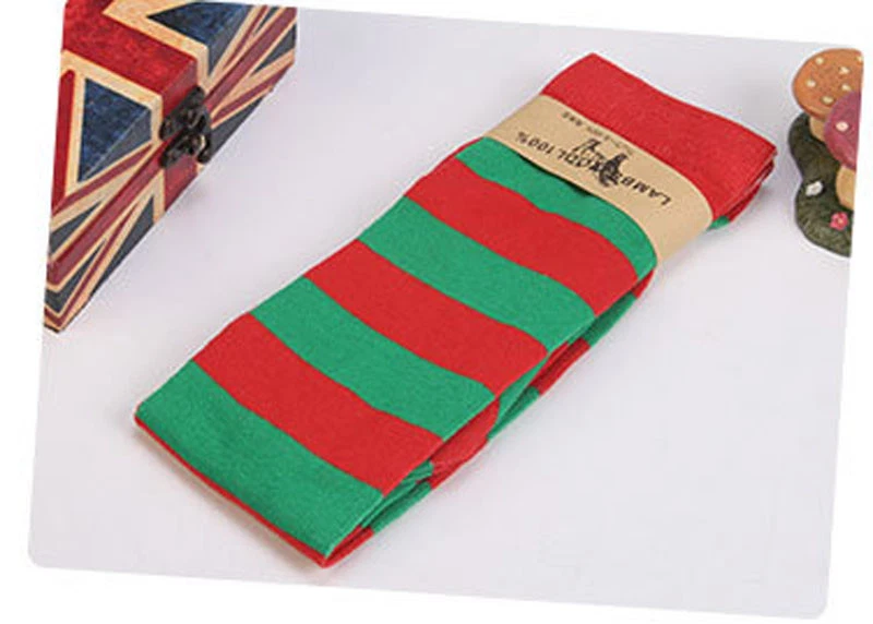 Women Cable Knit Long Stripe Socks Over Knee Thigh High School Girl Stocking New - Image 4 of 4