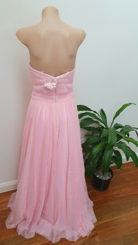 Bariano Pink Dress S 8 Chiffon Strapless Wedding Bridal Gown Evening NEW Formal - Picture 2 of 12