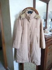 Giaccone donna Oveised tg XL beige mou cappotto cappuccio pelliccia cerniera 