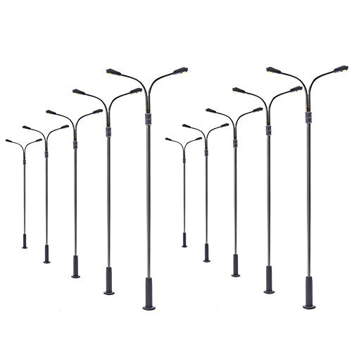 Evemodel LQS13 10pcs Model Railway Train Lamp Post Street Warm White (e9L)