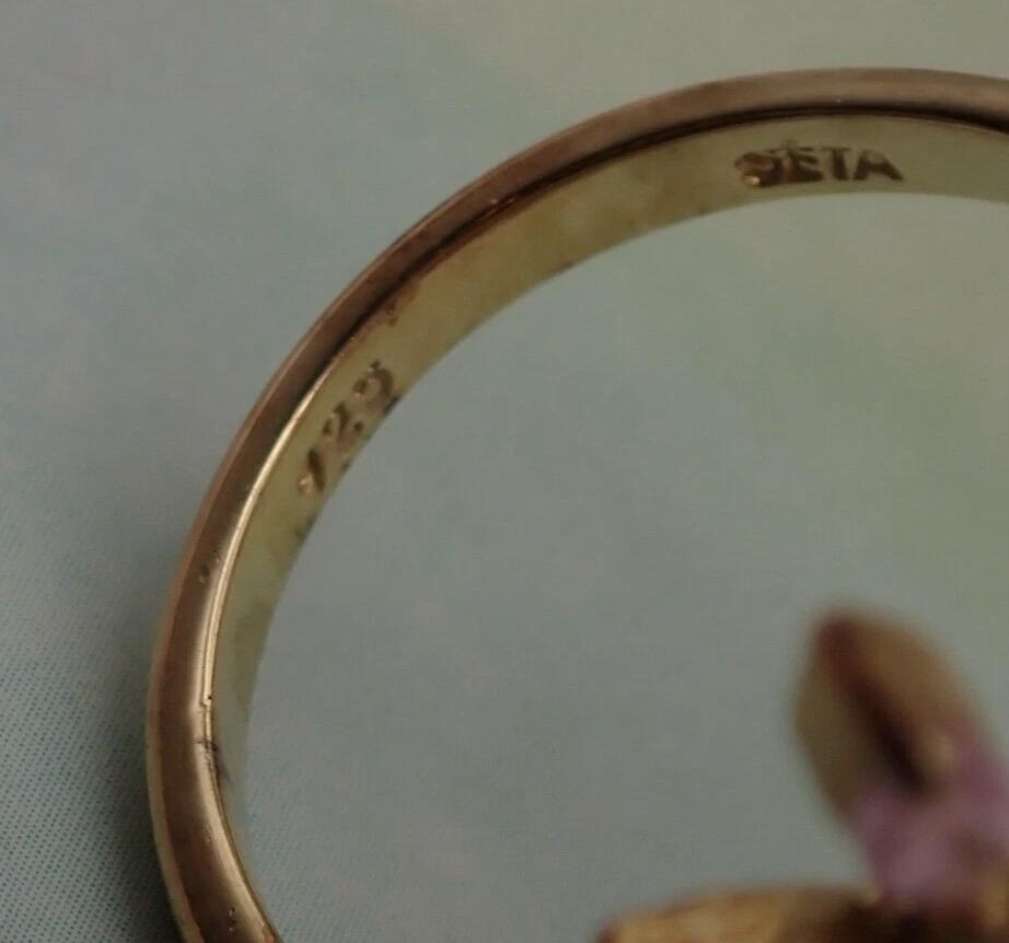 Винтажное кольцо Seta из чистого серебра с розовым прозрачным кристаллом позолота размер 11 - Изображение 4 из 4