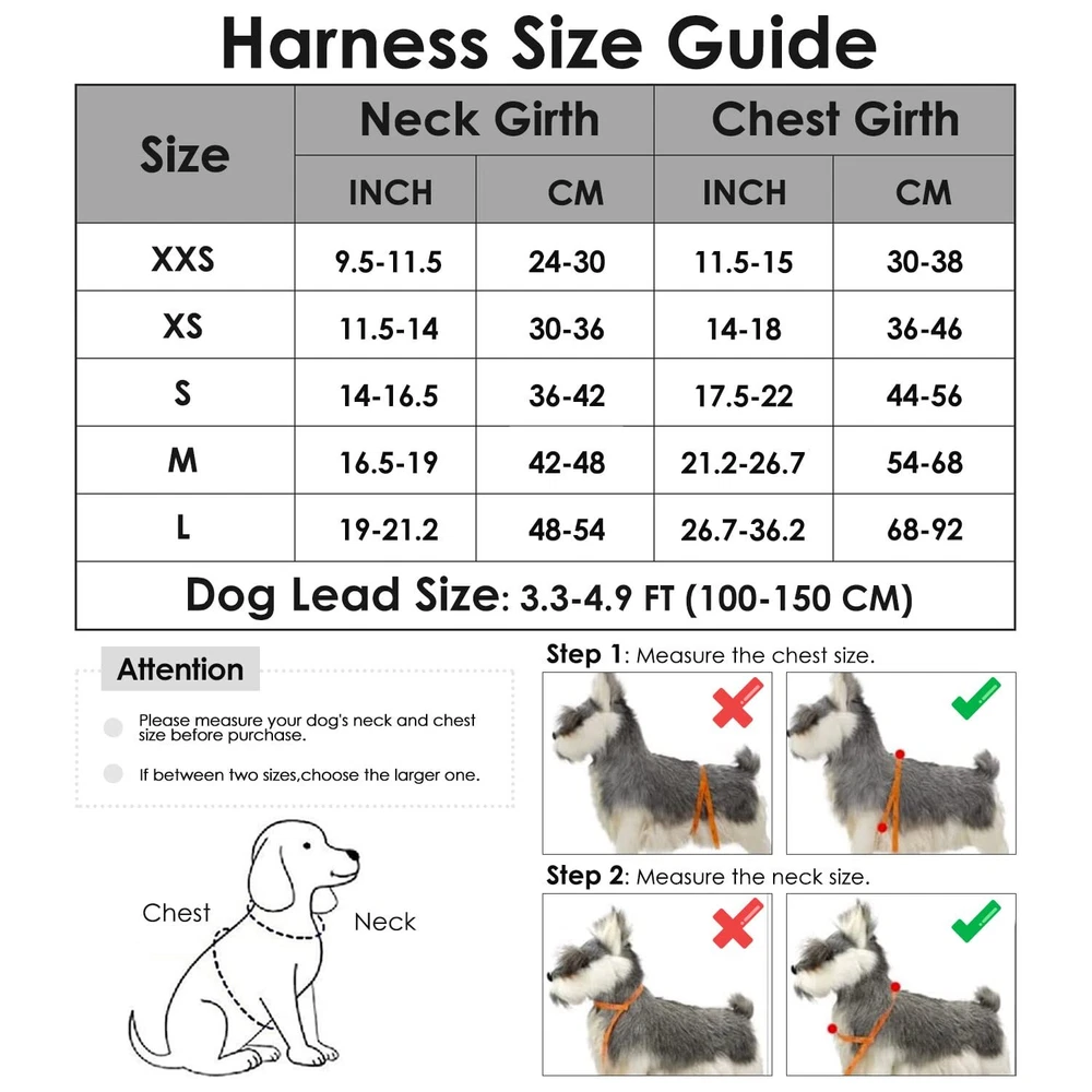 Dog Harness and Leash Set, Soft Padded Small Dog Harness, Neck & Chest Adjust...