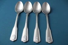 4 Place Oval Soup Spoons Wallace COQUILLE 18/8 Stainless Shell Korea NEW 7 1/4"