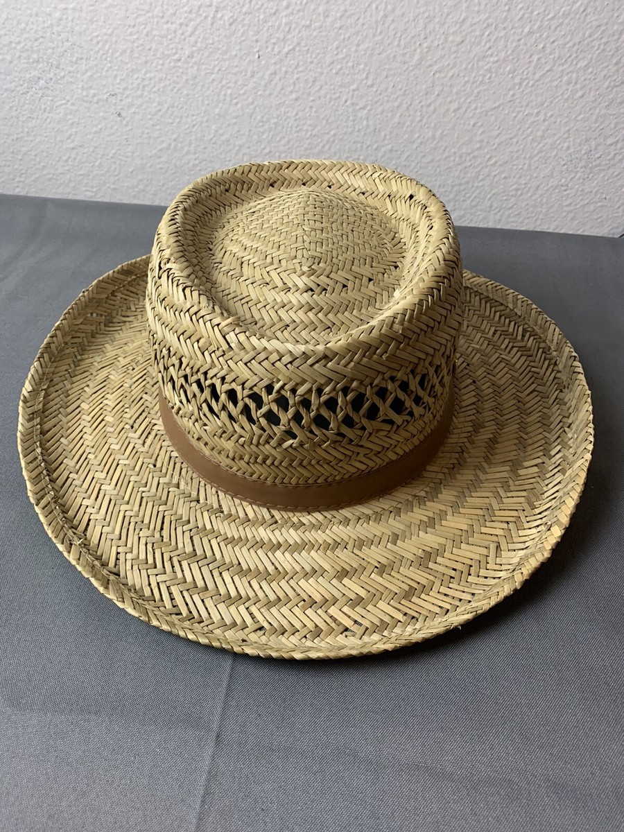 DPC DORFMAN PACIFIC CO HAT STRAW NATURAL FIBERS Size L WITH HATBAND Kangaroo