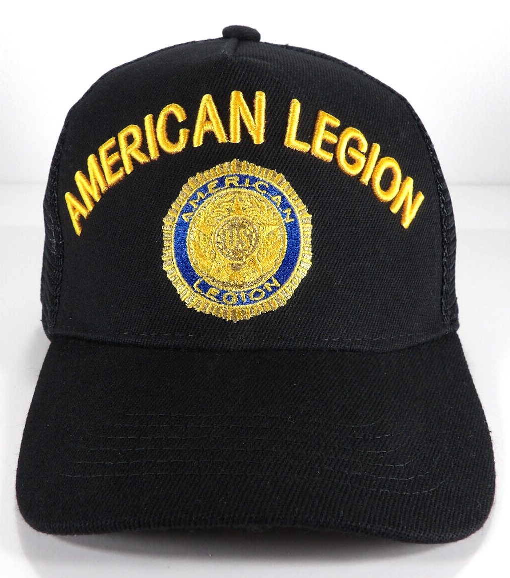 American Legion 5-Panel Baseball Cap Adjustable Black Mesh Back Snapback