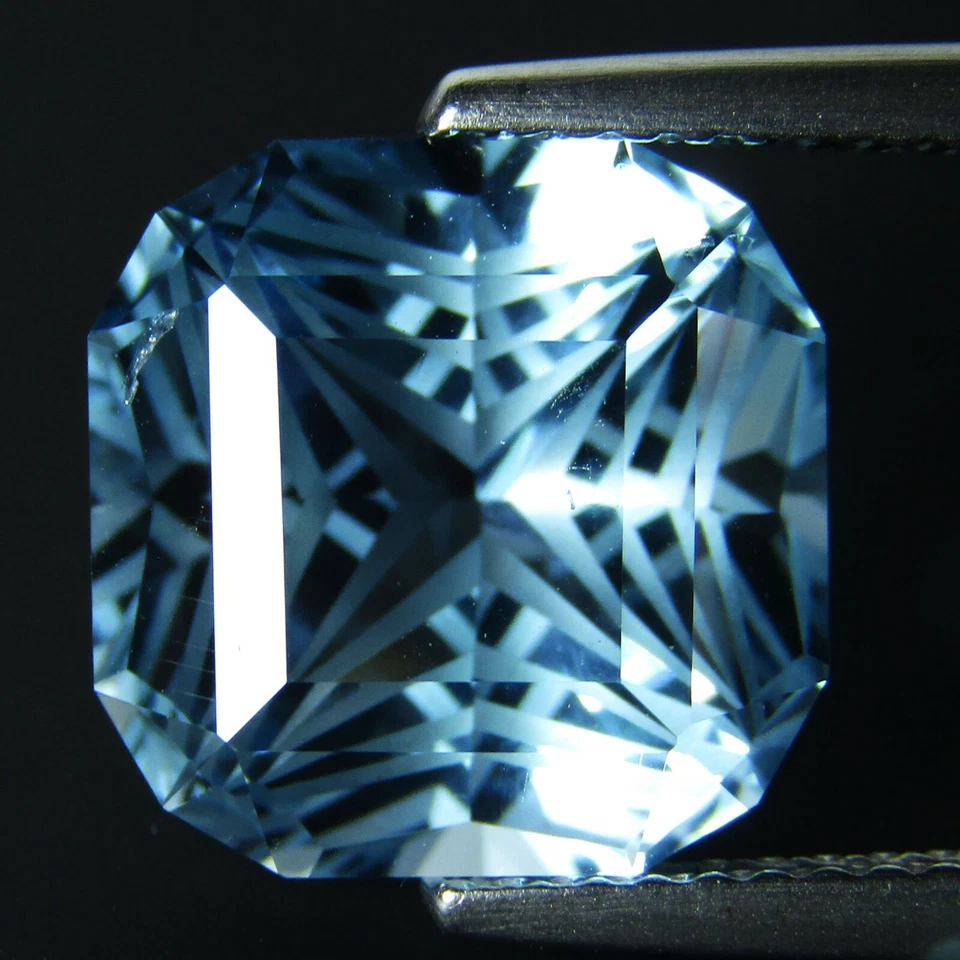 Increíble topacio azul cielo natural cuadrado corte radiante piedras preciosas sueltas 7,95 quilates VIDEO Foto 3 de 3