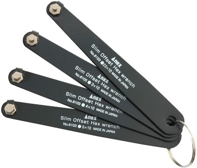  ANEX Ultra Slim Offset Screwdriver (HEX2.5, 3, 4, 5) 4P Set Tool  6103-F Japan
