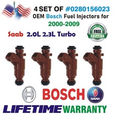OEM BOSCH set of 4 Fuel Injectors for 2000-2009 Saab 2.0L 2.3L Turbo #0280156023