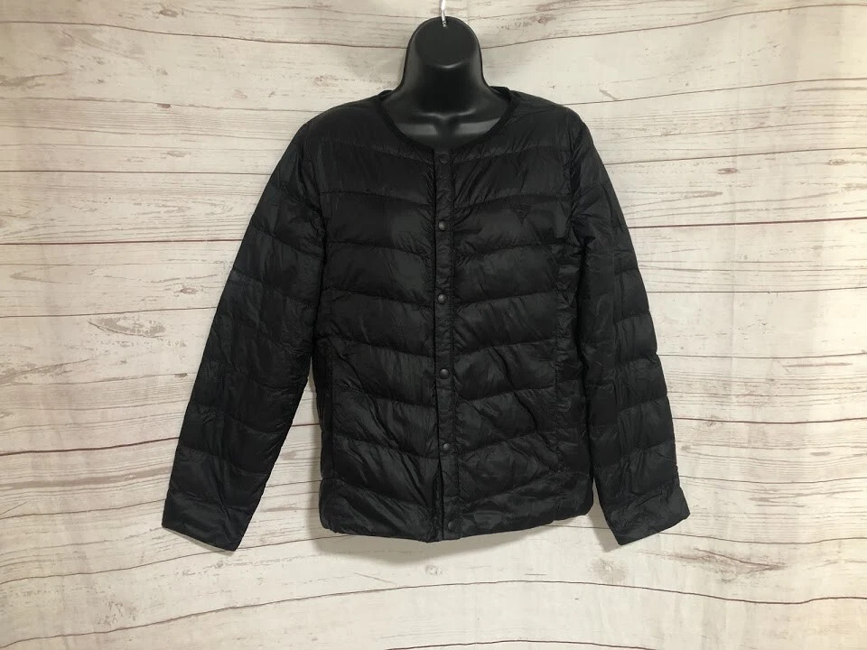Collarless puffer jacket sales
