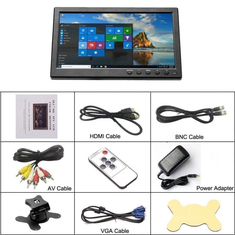 10.1'' Auto Monitor HD Mini TV Computer 1080P LCD CCTV mit HDMI BNC AV VGA 12V - Bild 2 von 4