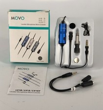 Movo LV1 Lapel Clip-on Mic w/ Headphone Monitoring, Blue, for DSLR Smartphone 
