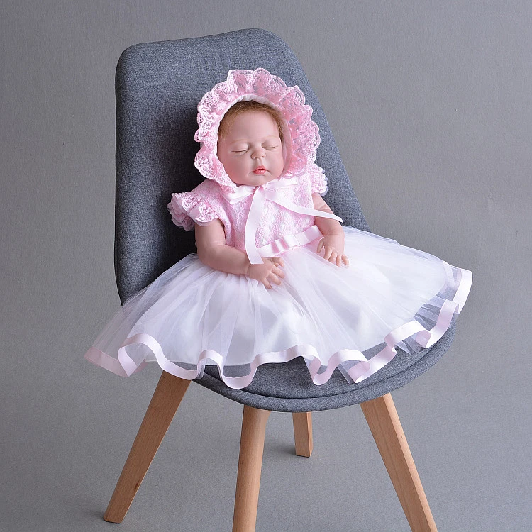 Baby Girls Party Dress With Bonnet Yellow Pink Blue 0 3 6 12 18 24