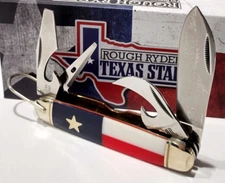 Rough Ryder Scout Red White Blue Texas Star Flag 4 Blade Camp Pocket Knife Boy