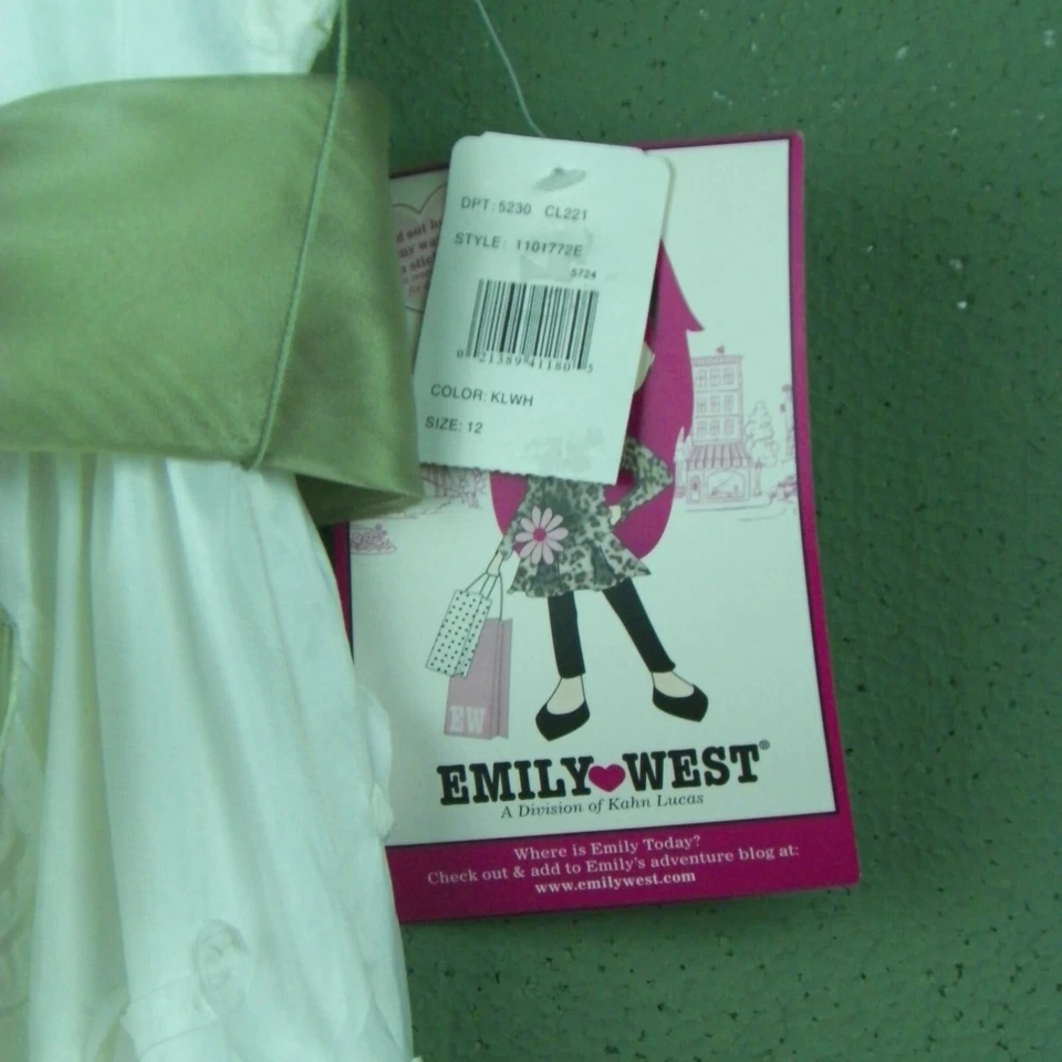 Emily West Girls' White Formal Dress Size 12 Bow Flower New With Tags  - Image 3 of 4