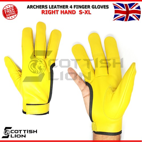 4 Fingers Archery Gloves Right Hand- Hunting Gloves Shooting Bow Archers Glove - Picture 4 of 5