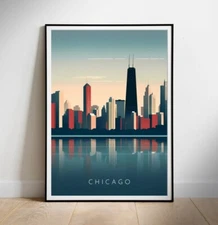 Printable wall art, Chicago, Retro Travel Poster