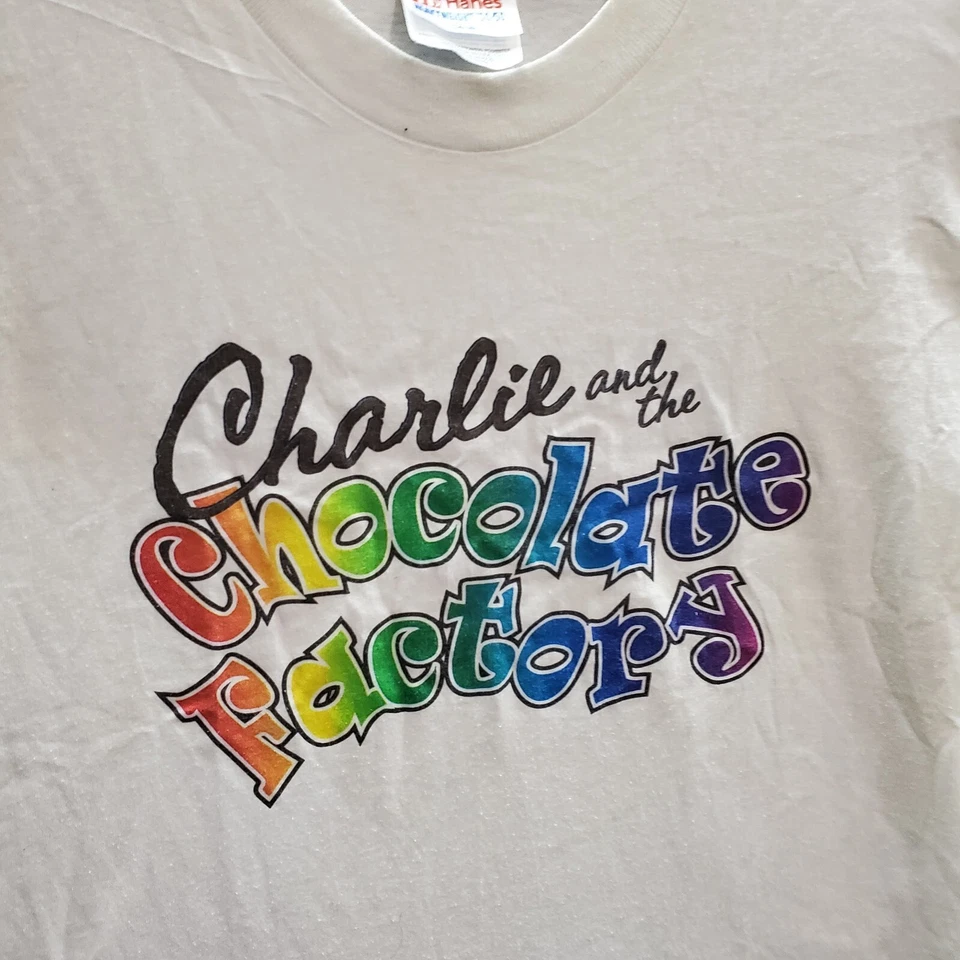 Camiseta DE COLECCIÓN Charlie And The Cocolate Factory Niños Grande Blanco Logo Arco Iris Foto 2 de 4