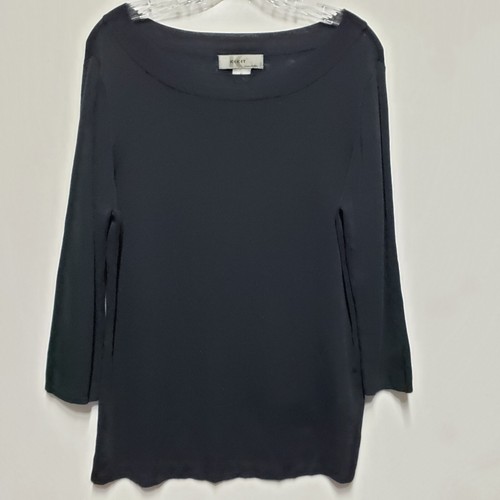Vintage Women's XL Black Boat Neck Sweater Pullover 3/4 Sleeve Classic KIKIT - Picture 7 of 7