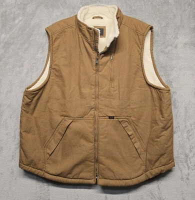 Lee Vest Mens Sz 2XL Brown Canvas Sherpa Lined Insulated Workwear Outdoor