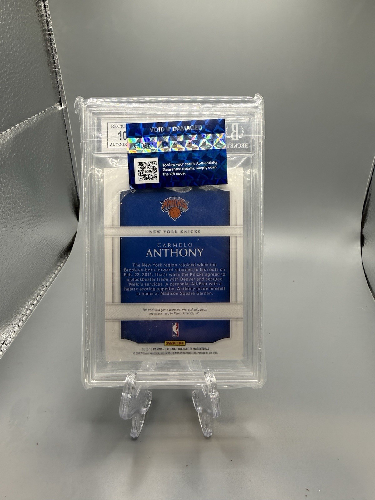 2016-2017 National Treasures Lasting Legacies Carmelo Anthony  AUTO 1/10 view 2