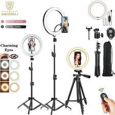 10 Inch Bright LED Selfie Ring Light with Tripod Stand Dimmable Phone Lamp