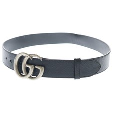 GUCCI GG Marmont Leather Belt Black Silver Hardware 406831 Used a77badefd181a5af
