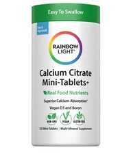 Calcium Citrate Mini Tablets | 120 Count | Food Nutrients | by Rainbow Light