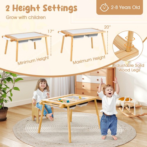 Sensory Table & Chair Set for Kids 2-8 w/Foldable Bins for Sand/Water & Paper - Picture 2 of 10