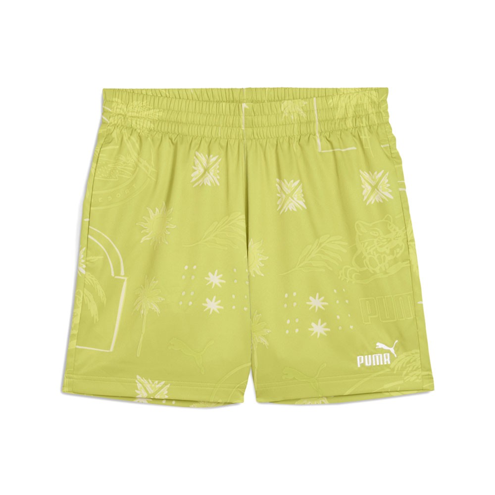 PUMA Palm Resort Graphic 5 Inch Woven Shorts Mens Green Casual Athletic Bottoms