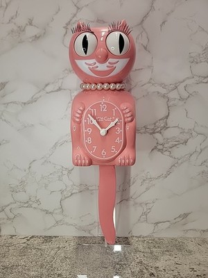 Pink Kit Cat klock Clock for parts or repair