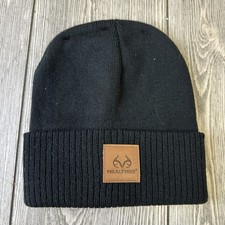 Black Realtree Youth Patch Logo Knitted Cuffed Beanie Hat Stretchy Warm Hunting