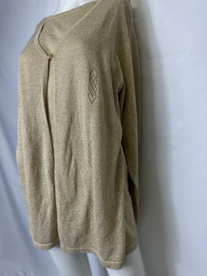 DE COLECCIÓN JACLYN SMITH PLUS GOLD SPARKLE 2 PIEZAS SUÉTER ETIQUETA DICE X/X MEZCLA DE SEDA Foto 2 de 4