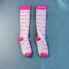New Figs Size L Pink Cancer Awareness Socks Stylish Comfort Authentic