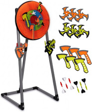 Axe Throwing Game Set for Backyard, Target Stand with 6 Axes, 6 Throwing Stars 