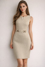 Tahari Arthur S. Levine Womens Sheath Dress Geometric Keyhole Neck Sz 4