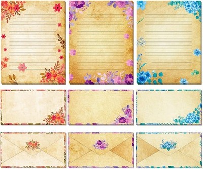 Juego de papelería vintage y sobres con papel rayado para escribir cartas
