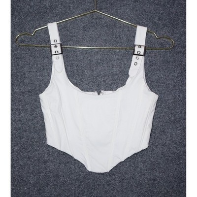 White Fox Keep Me Close Bustier Women XS White Crop Girdle Corset Buckled NWOT